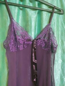 Lace Trim Mesh Nighty