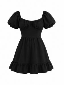 Chic Black Puff Sleeve Mini Dress