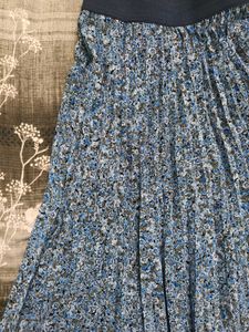Fairy blue Floral Pleated Skirt