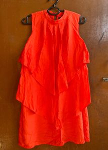 Bright Orange Tiered Dress