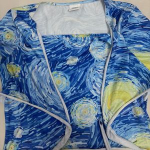 Van Gogh Inspired Starry Night Print Wrap Top