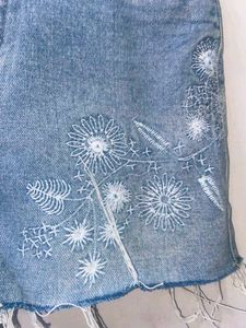 Embroidered Denim Shorts