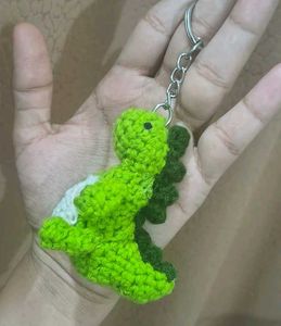 Crocheted Dinosaur Keychain