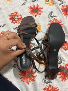 Dressberry Snake Print Strappy Sandals