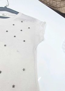 Metallic Star Studied Tshirt For Girls.