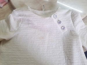 Chic Textured White Button Top