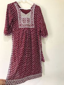 Maroon Ethnic Kurta with White Stripes