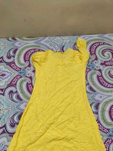 Yellow Kurta with Embroidered Neckline