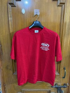 Zara Red Graphic T-Shirt Relaxed Boxy Fit M