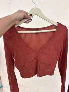 SHEIN RIBBED BROWN TOP
