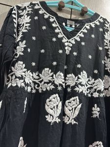 Elegant Embroidered Black Kurti