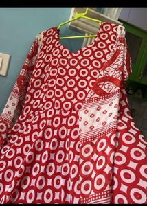 designer Bohemian Red Circle Print Maxi Dress