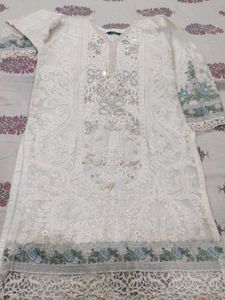 Elegant White Embroidered suit