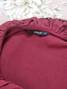 Maroon Ruffled Blouse