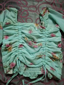 Cute Floral Ruched Crop Top