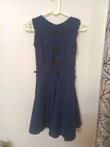 Navy Blue Sleeveless Fit and Flare Dress