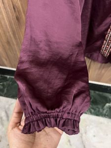 LUCKY BRAND Embroidered Burgundy Blouse