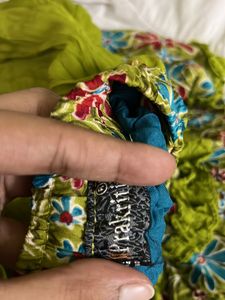 Green Floral Long Skirt