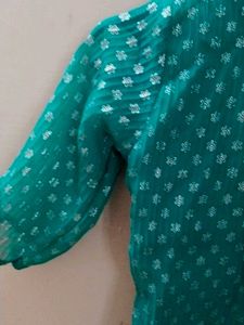 Beautiful Teal Kurta with White Embellishments