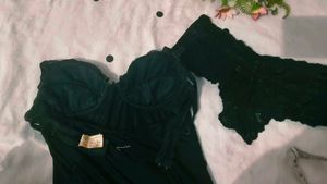 Black Lace Trim Cami and brief