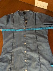 Soch Denim print Cotton Kurta