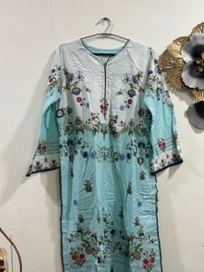 Light Blue Floral Print Kurta
