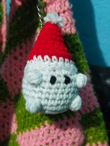 Cute Crochet Santa Keychain 🎄
