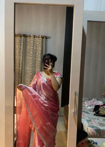 Elegant Pink Organza Saree