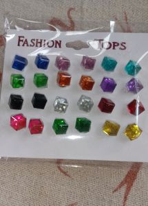 Pack Of 12 Pairs Studs Crystal Earrings