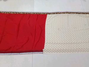 Elegant Red & Beige Saree