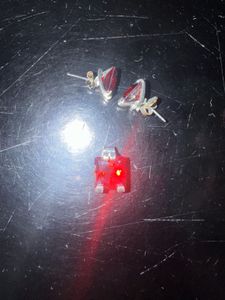 red stud earrings and pendant set
