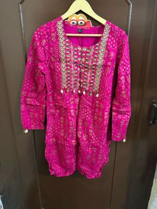 Rani Pink Shell Work Sharara suit