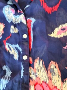 Boho Floral Print Button-Up Shirt