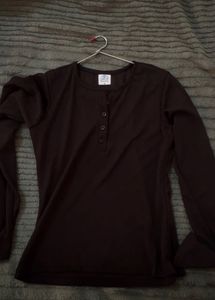 Brown Long Sleeve Henley Top