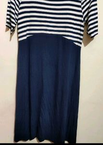 Navy Blue White Lining Dress For 36- 38 Bust