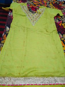 Embellished Lime Green Kurta