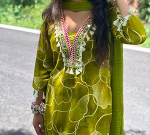 Green Kurta Set with Tassels