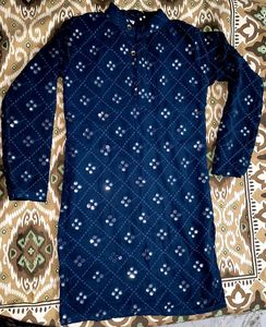 Elegant Blue Mirror Work Kurta