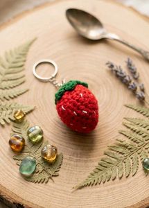Handmade Crochet Strawberry Keychain