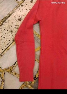 31. Coral Sweater Dress with Flower Detail