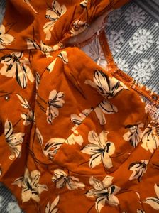 Stylish Orange Floral Print Crop Top