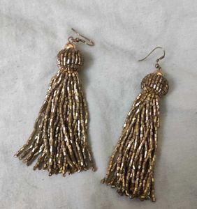 Boho Beaded Tassel Earrings + diamond mirrored ear