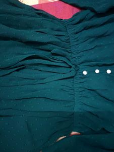 Chic Teal Textured Button-Up Dress