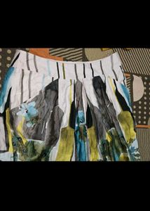 Yellow top short harpa with Printed Skirt Set