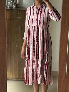 Boho Tie-Dye Tiered Midi Dress