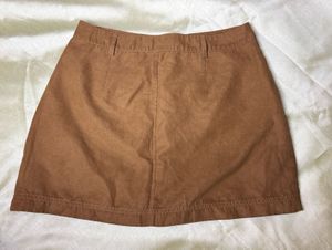 Brown Corduroy Button-Up Mini Skirt