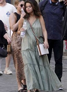 Zara Wrinkle Look Tiered Maxi Dress - Light Khaki