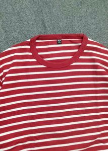 Uniqlo Red Striped Long Sleeve Warm T-Shirt