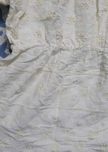 Cream Embroidered Square Neck Top