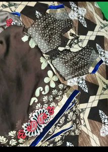 Beautiful Brown Saree with Blouses